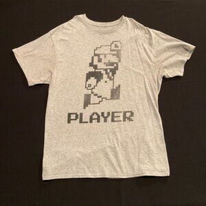 Nintendo Super Mario Player Grey Tee Shirt Mens Size Large